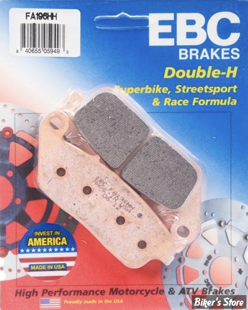 - PLAQUETTES DE FREIN - ARRIERE - OEM 2203697 / 2203679 /  VICTORY 2008/2017 / INDIAN 2014UP - EBC - HH-SERIES - SINTERED - FA196HH