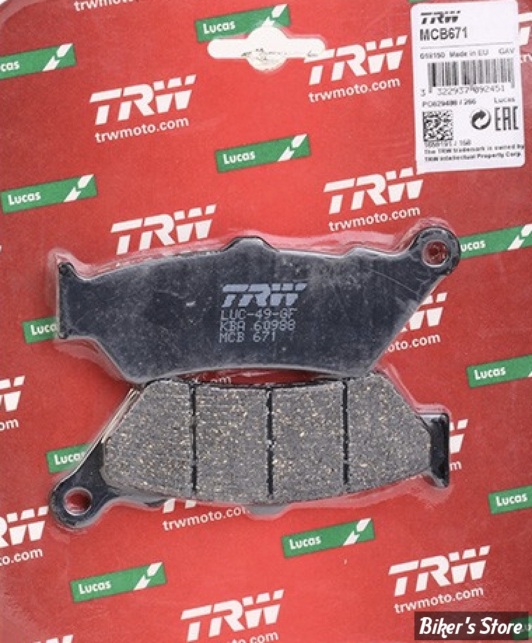 - PLAQUETTES DE FREIN - AVANT - OEM 2206139 - VICTORY 2017 / INDIAN SCOUT / HD XG - TRW LUCAS - METAL FRITTÉ  - MCB671