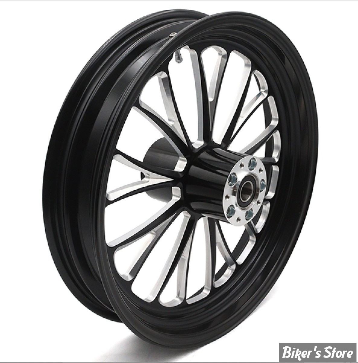 18 x 3.50 - ROUE ULTIMA ALUMINIUM - APPLICATION CUSTOM AXE 1" - MANHATTAN - D-F - 18" x 3.50" Manhattan Front Wheel  - BLACK CUT - 37-669