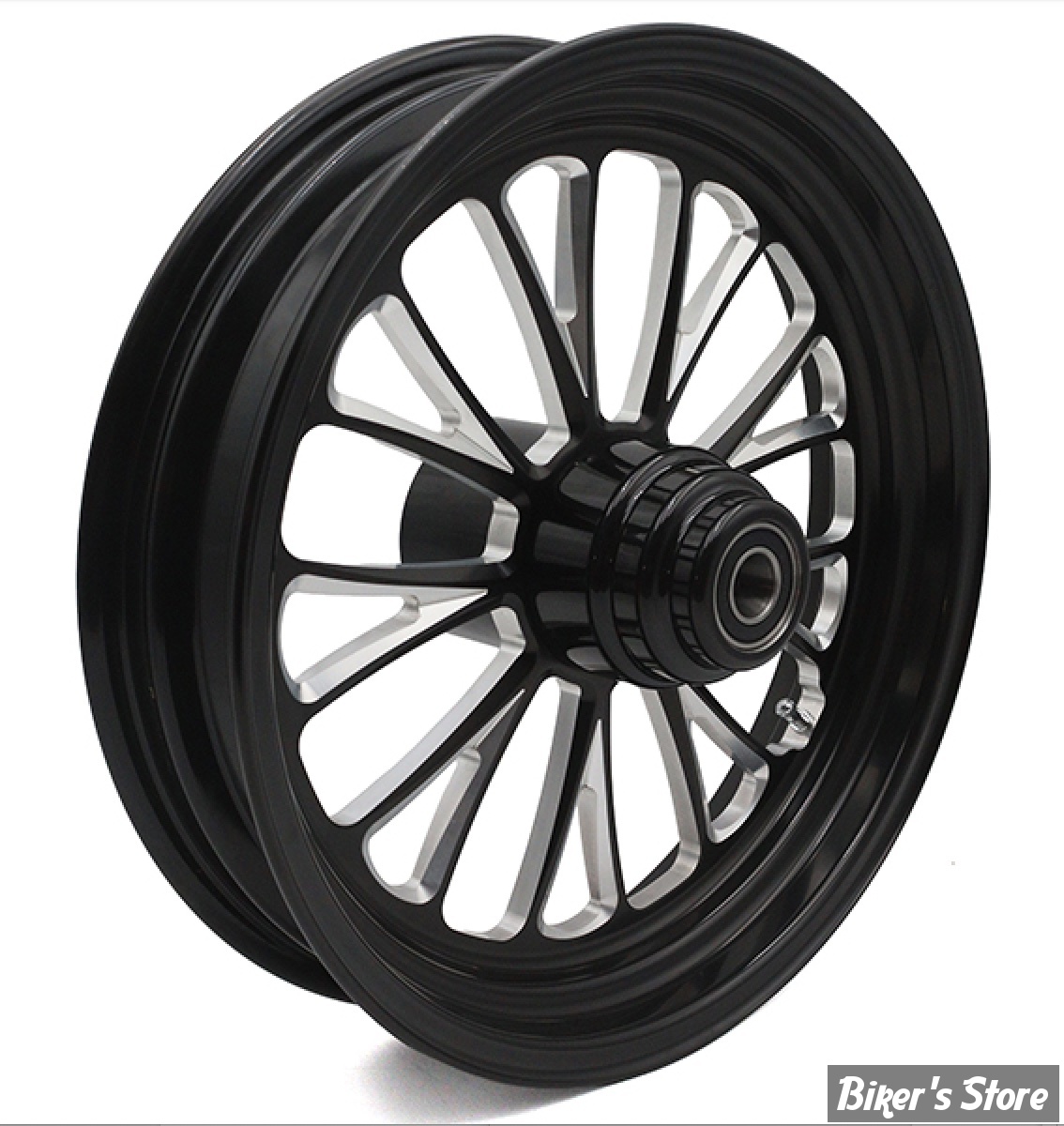 16 x 3.50 - ROUE ULTIMA ALUMINIUM - APPLICATION CUSTOM AXE 1" - MANHATTAN - S-F - Manhattan Front Wheel - BLACK CUT - 37-670