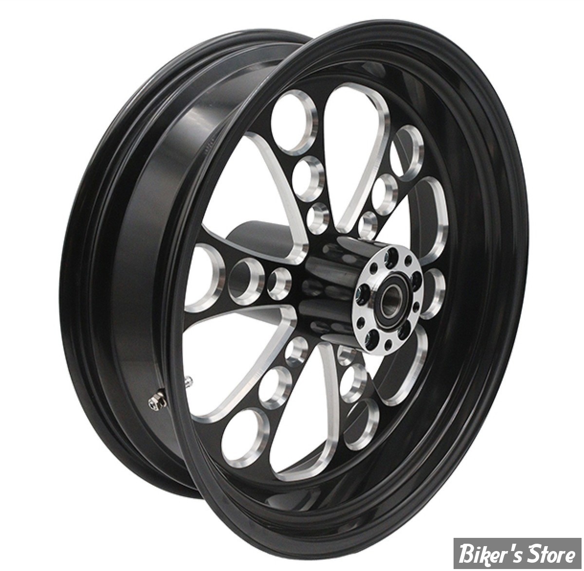 18 x 5.50 - ROUE ULTIMA ALUMINIUM - ARRIERE -  APPLICATION CUSTOM AXE 1" - KOOL KAT- D-F - KOOL KAT REAR Wheel  - BLACK CUT  - 37-654