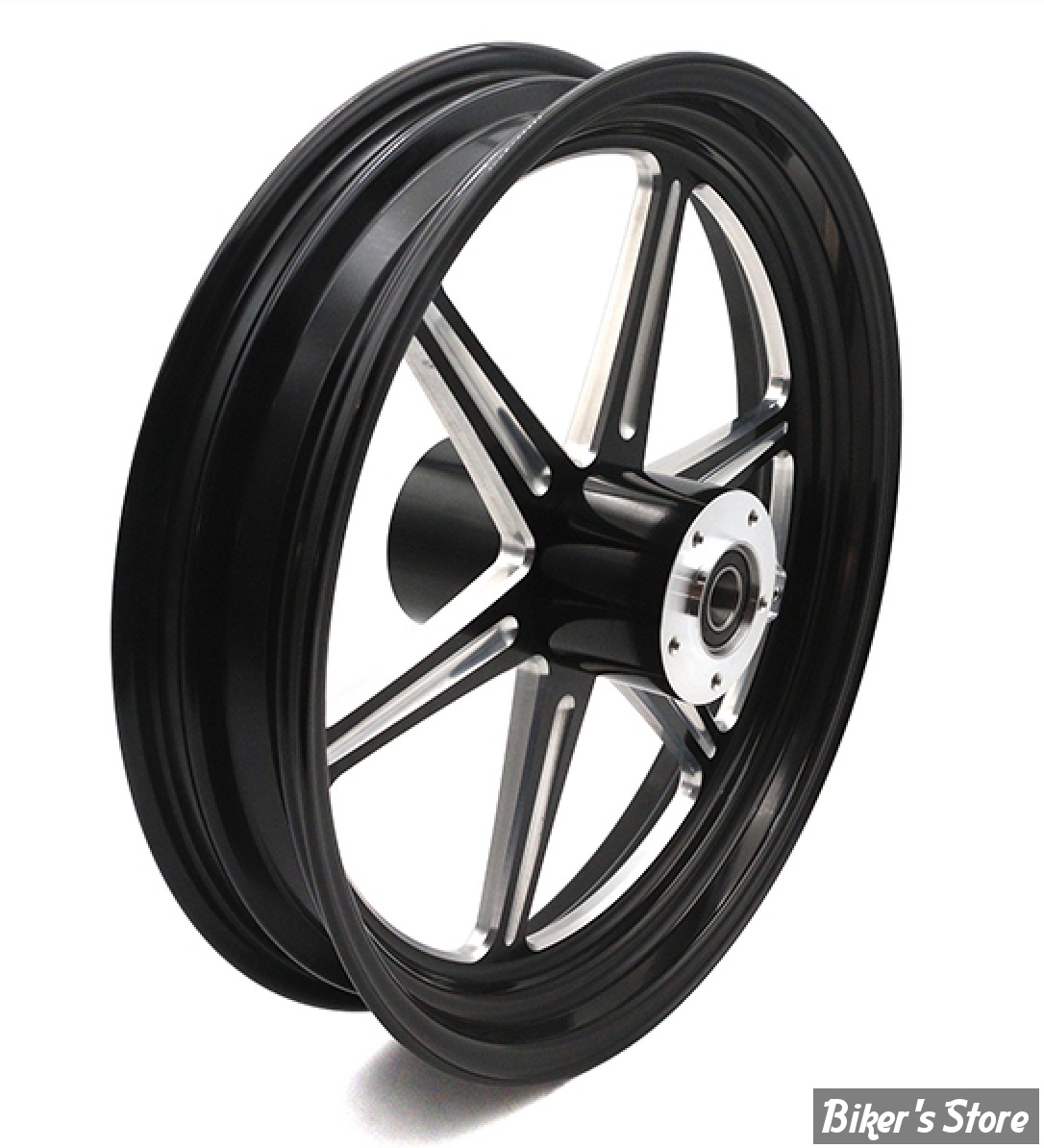 18 x 3.50 - ROUE ULTIMA ALUMINIUM - APPLICATION CUSTOM AXE 1" - REVOLVER - D-F - REVOLVER Front Wheel  - BLACK CUT - 37-932