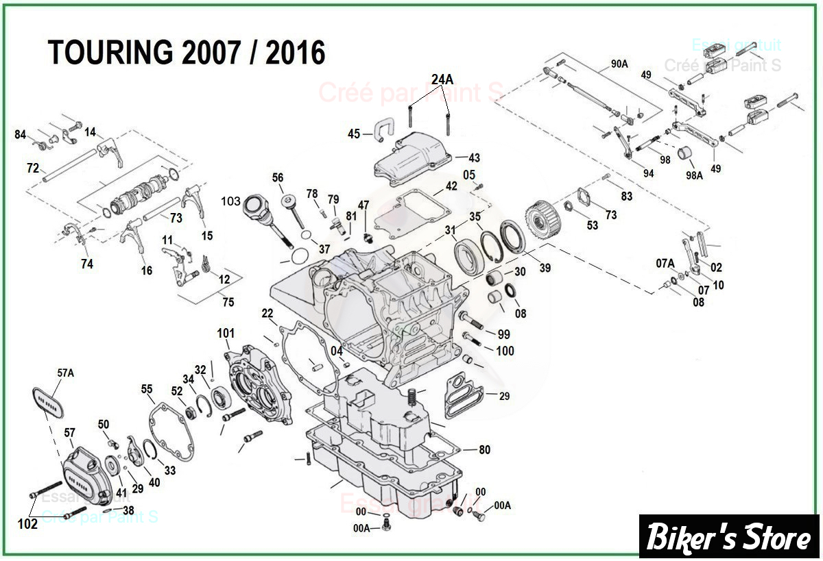  ECLATE A - PIECE N° 00 - ECLATE DES PIECES DE CARTER DE BOITE DE VITESSES - TOURING 2007 / 2016
