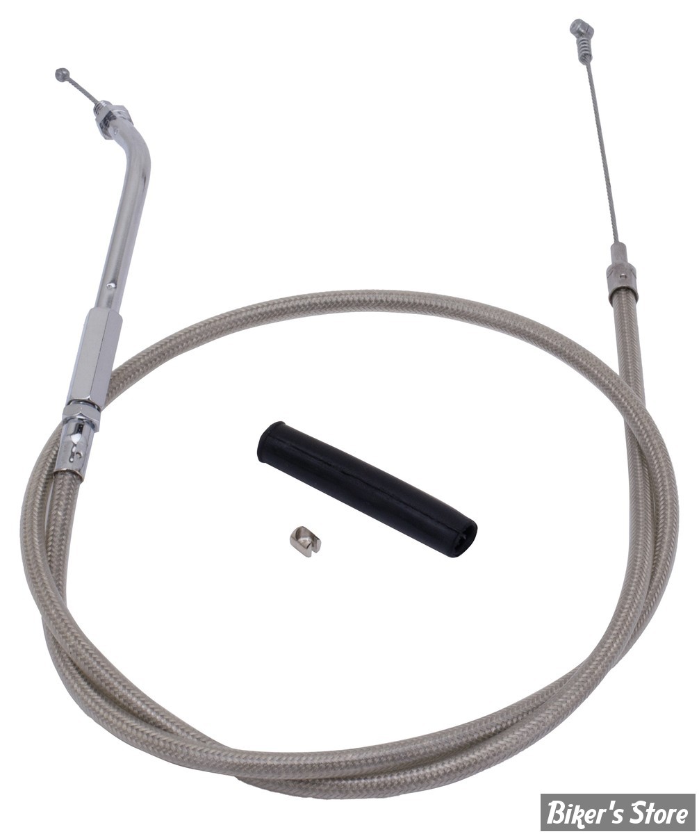 CABLE DE RETOUR POUR BIGTWIN & SPORTSTER AVEC MIKUNI HSR 42/45 - LONGUEUR :104CM - 1986/1995 - ZODIAC - TRESSÉ GAINÉ