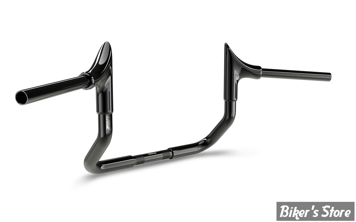 GUIDON 32mm SUR RISERS 25.40MM - HAUTEUR : 25.40CM / 10" - ZARD - BULL HANDLEBAR - 32MM / 1"1/4 - FLHX 23UP - NOIR BRILLANT - ZHD110F100-BL