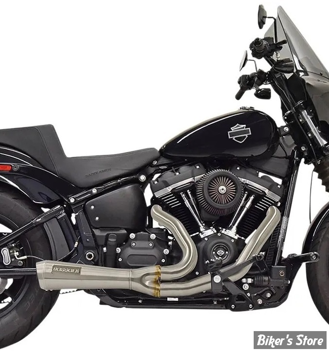 ECHAPPEMENT - BASSANI - SOFTAIL FXFB / FLFB / FXLR/S/ST / FLSL / FXST / FXBB - The Ripper Short Road Rage 2-into-1 Exhaust System - INOX - 1S73SS