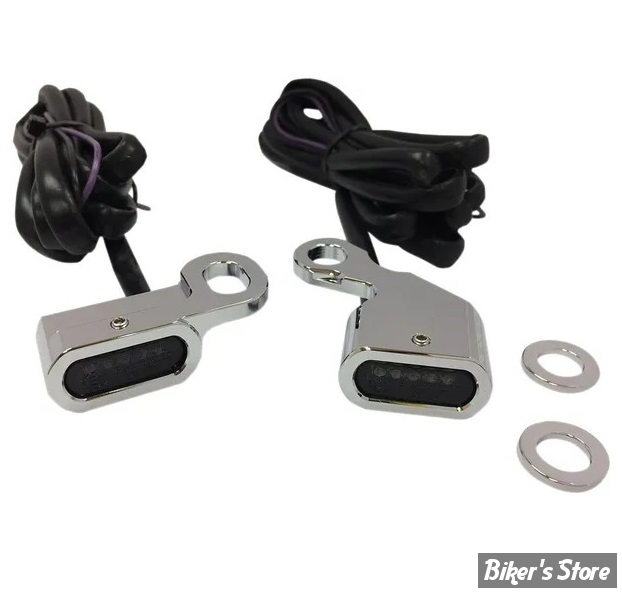 1 - CLIGNOS DRAG SPECIALTIES - LED Handlebar Marker Lights - SOFTAIL 00/14 / DYNA 99/17 / SPORTSTER 96/03 - CORPS : CHROME / CABOCHON : FUME - L22-0230CMENU