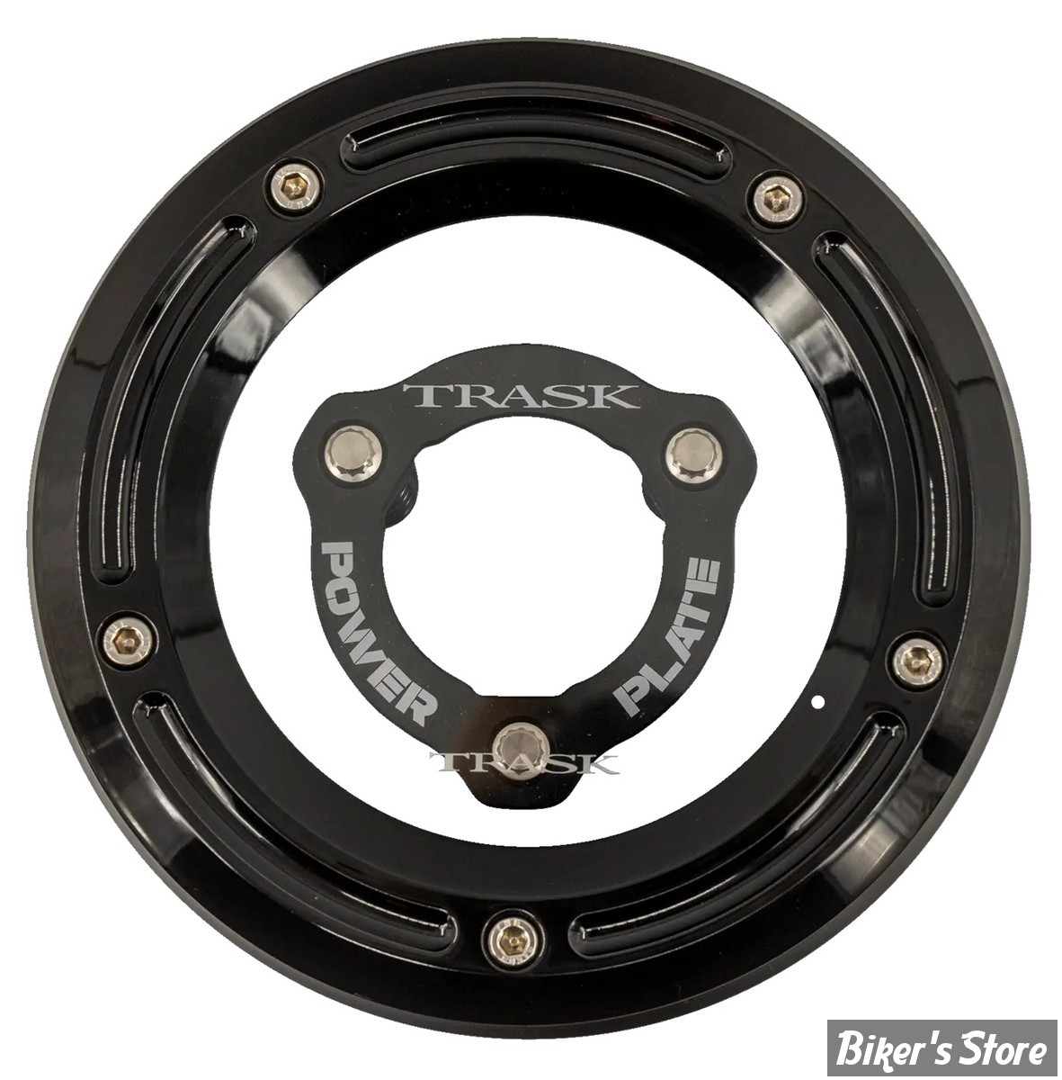 ECLATE I - PIECE N° 25A - COUVERCLE D EMBRAYAGE - TOURING  FLHTCUL/FLHTKL 17UP - TRASK - AVEC POWER PLATE - FINITION : NOIR / POWER PLATE : NOIR - TM-0051-BK-BK