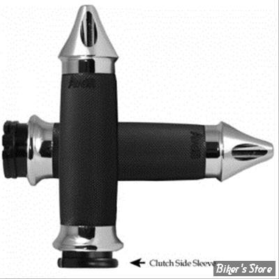 POIGNEES AVON -  CUSTOM SPIKE GRIPS - NOIR / EMBOUT : CHROME - CC-85-CH-SPIKE