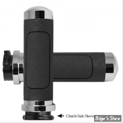 Poignees Avon -  V-Cruiser grips - NOIR / EMBOUTS : CHROME - VT-62-CH