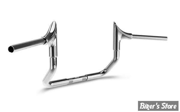 GUIDON - HAUTEUR : 25.40CM / 10" - ZARD - BULL HANDLEBAR - 32MM / 1"1/4 - FLHX 23UP - CHROME - ZHD110F100-C