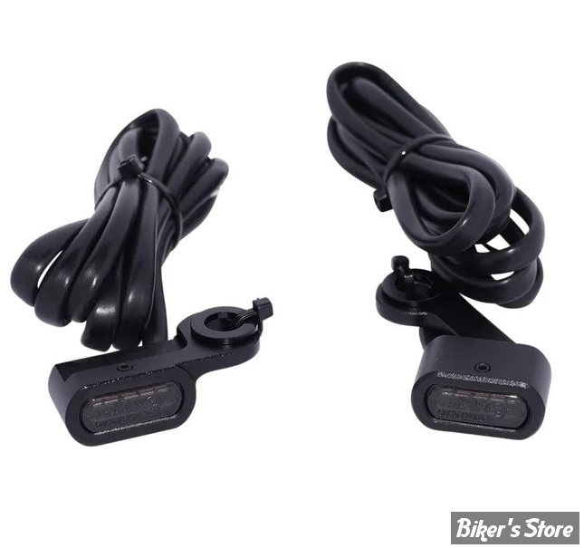 2 - CLIGNOS DRAG SPECIALTIES - LED Handlebar Marker Lights - SPORTSTER 14/22 - CORPS : NOIR / CABOCHON : FUME - L22-0231DMBME