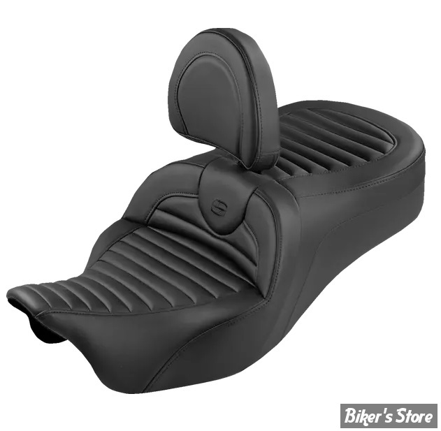 SELLE DUO SADDLEMEN - ROADSOFA TUCK N ROLL - SR - TOURING 08/25 - AVEC DOSSIER PILOTE - NOIR/COUTURES NOIR - 808-07B-202SB0