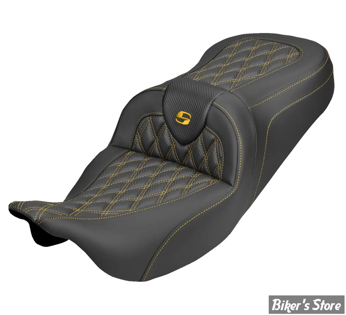 SELLE DUO SADDLEMEN - ROADSOFA LATICE STICH - CARBON FIBER - TOURING 08/25 - NOIR/COUTURES OR - 808-07B-20607