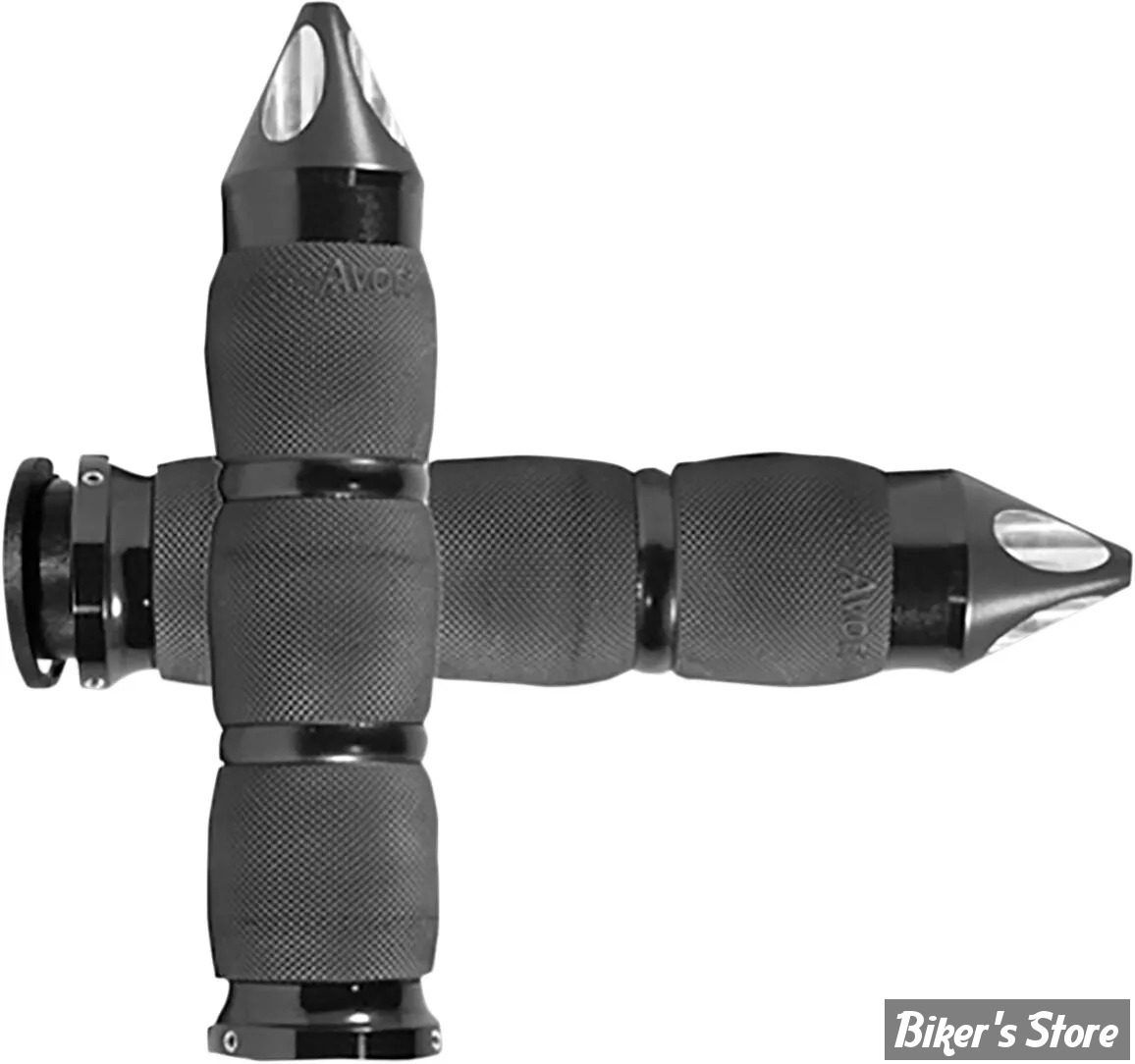 POIGNEES - AVON - AIR CUSHIONED GRIPS - INDIAN 18UP - 1" - NOIR / EMBOUT : SPIKE NOIR - IN-TO-AIR-90A-S