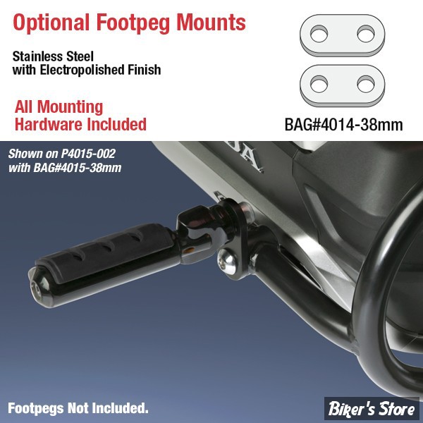 KIT SUPPORTS DE REPOSE-PIEDS AUTOROUTE - HONDA GOLDWING 2018/2020 - NATIONAL CYCLE : SUPPORTS -  AMPLITUDE : 38MM - SILVER - BAG#4014-38MM