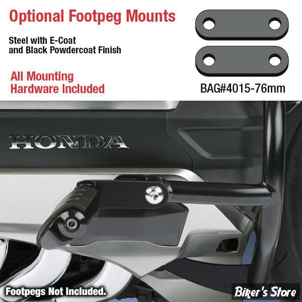 KIT SUPPORTS DE REPOSE-PIEDS AUTOROUTE - HONDA GOLDWING 2018/2020 - NATIONAL CYCLE : SUPPORTS -  AMPLITUDE : 76MM - NOIR - BAG#4015-76MM