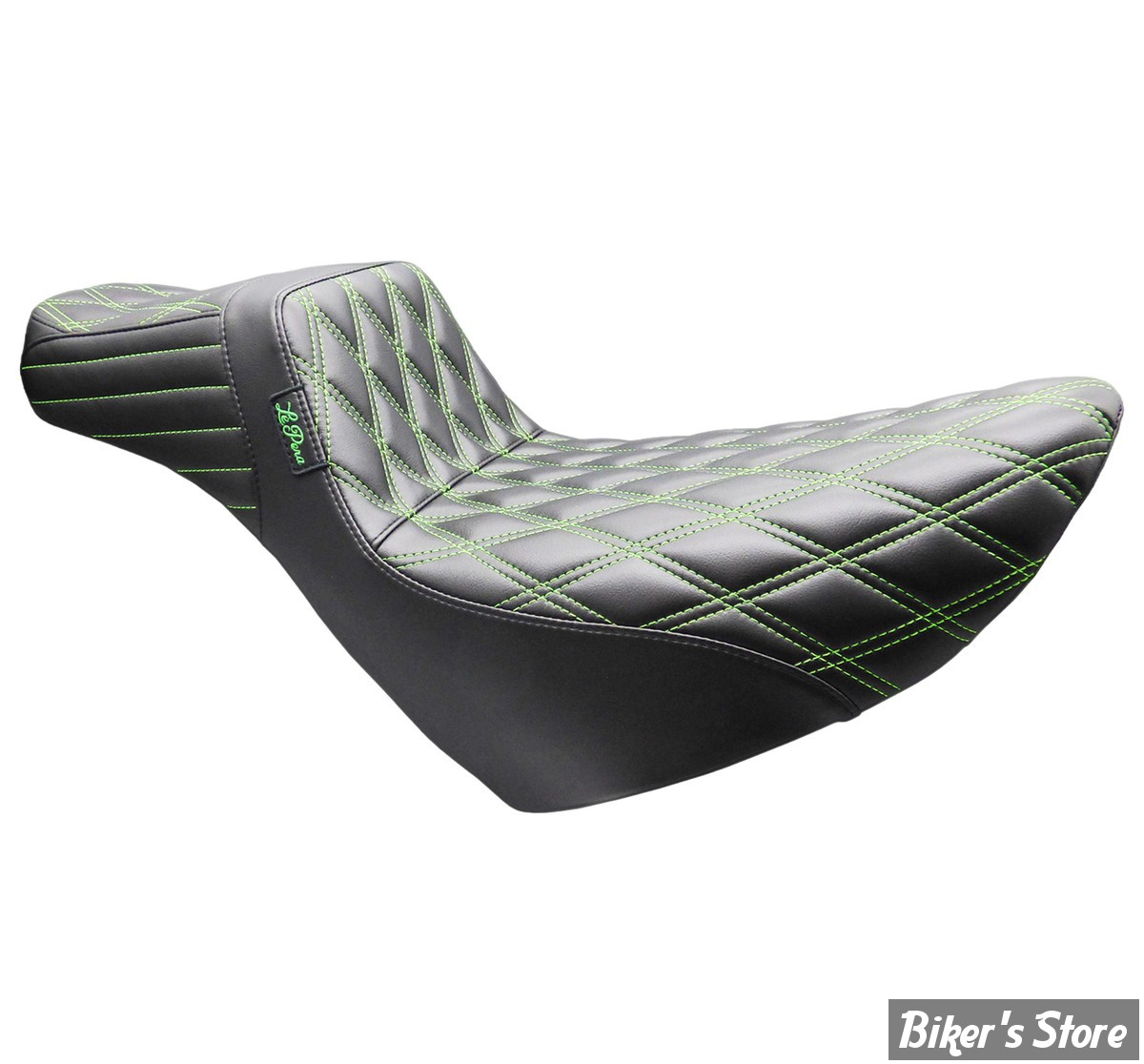 - SELLE DUO - SOFTAIL FXLR / FXLRS / FLSB - LE PERA - TAILWHIP SEAT - DOUBLE DIAMOND - NOIR / COUTURES  : VERTE