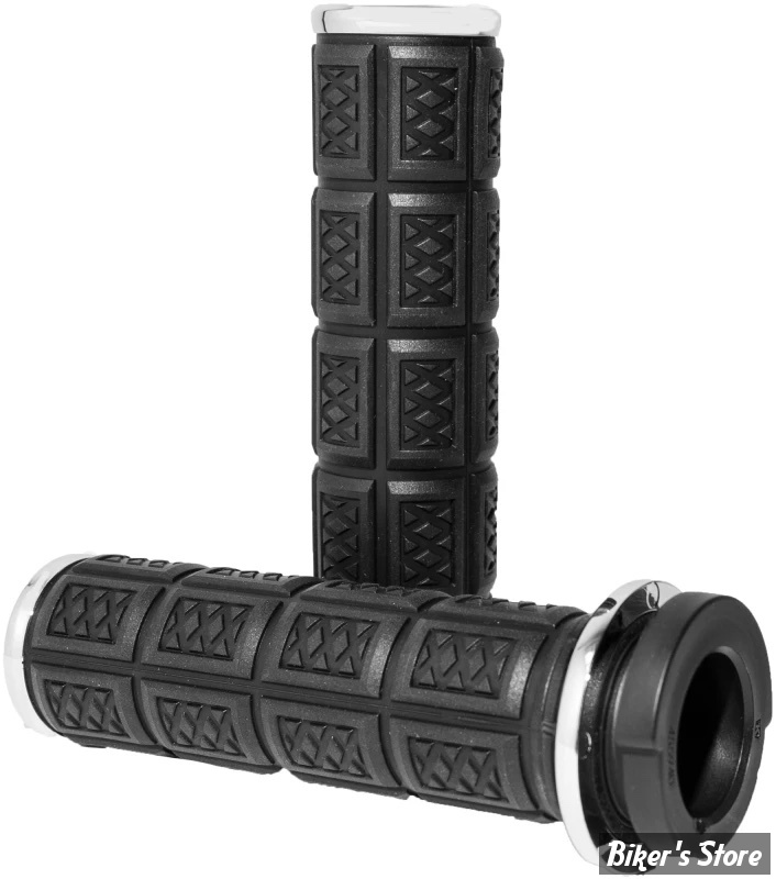 - POIGNEES KURYAKYN - ENIGMA handlebar grip set - TIRAGE ELECTRONIQUE - CHROME- KUR10035-1
