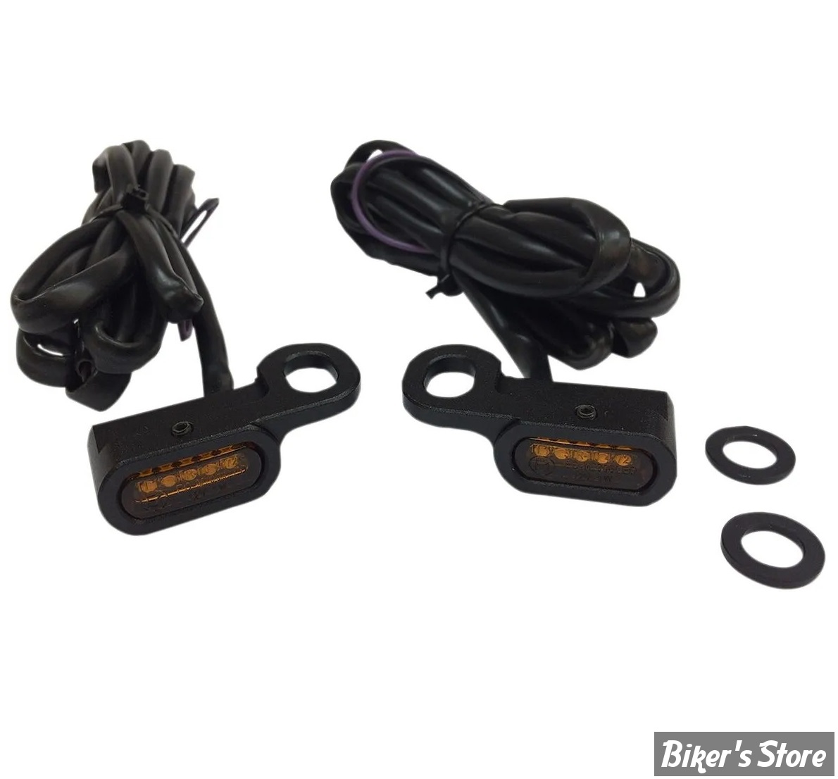 1 - CLIGNOS DRAG SPECIALTIES - LED Handlebar Marker Lights - TOURING 09/16 / FLSS 16/17 / V-ROD 09/17 - CORPS : NOIR / CABOCHON : ORANGE - L22-0229MBAENU