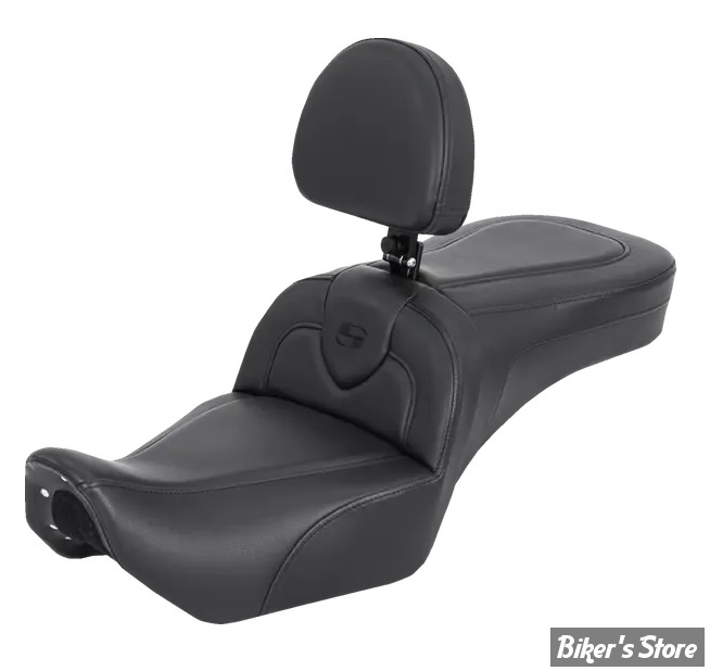 SELLE DUO - NIGHTSTER RH975 / RH975 S  22UP - SADDELEMEN - RoadSofa Seat - AVEC DOSSIER PILOTE - LISSE - NOIR / COUTURES : NOIR - 822-11-187BR