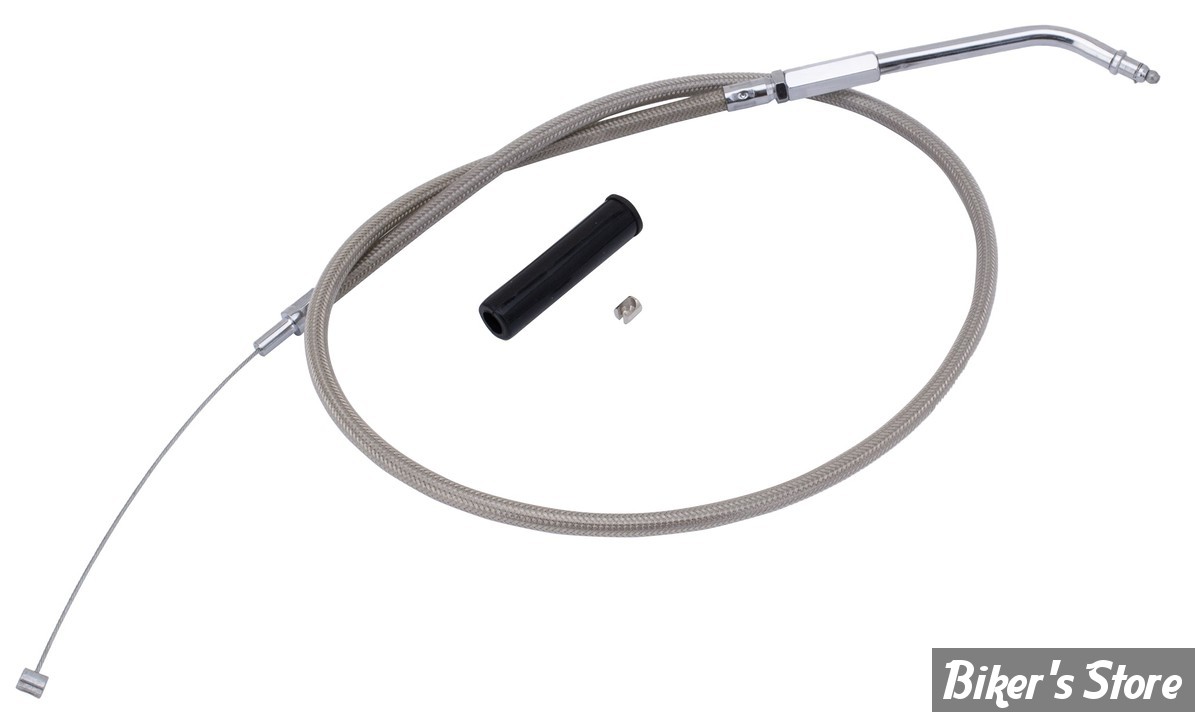 CABLE DE TIRAGE POUR BIGTWIN & SPORTSTER 96UP - LONGUEUR :102 CM - OEM 00000-00 - ZODIAC - FINITION : TRESSÉ GAINÉ