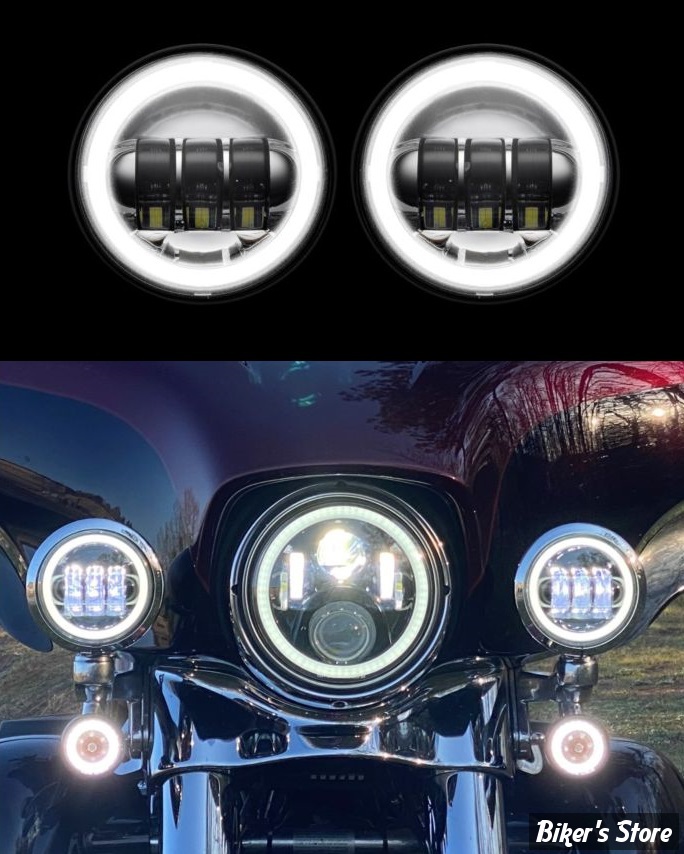 4.5" LED Fog Light Kit – For Harley Street Glide 1994-2023 – Black, 6000K, 1450 Lumens – Diecast Aluminum, 30W
