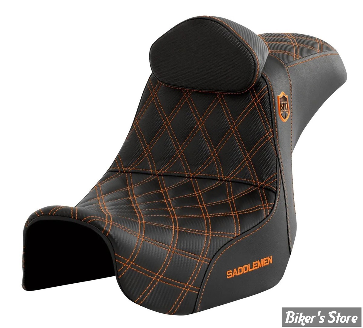 -  SELLE SADDLEMAN - DYNA 06/17 - SEAT PRO SERIE SDC GRIPPER - AVEC DOSSIER PILOTE - DOUBLE DIAMOND - NOIR  / COUTURES ORANGE - SC80604ORART