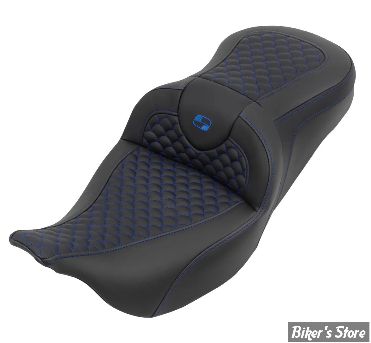 - SELLE SADDLEMEN - ROADSOFA™ DS SEAT - TOURING 08UP - NOIR / COUTURES : BLEU - 808-07B-20801