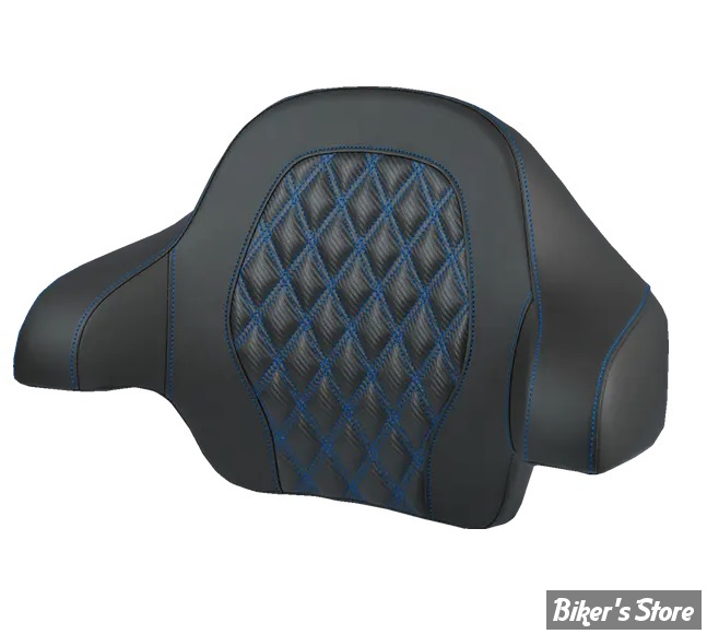DOSSIER DE TOUR PACK - KING - TOURING 14UP - SADDLEMEN - Roadsofa™ LATTICE STITCH Tour Pack Backrest Pad - FIBRE DE CARBONE - NOIR  / COUTURES : BLEU - 814-07-20701 