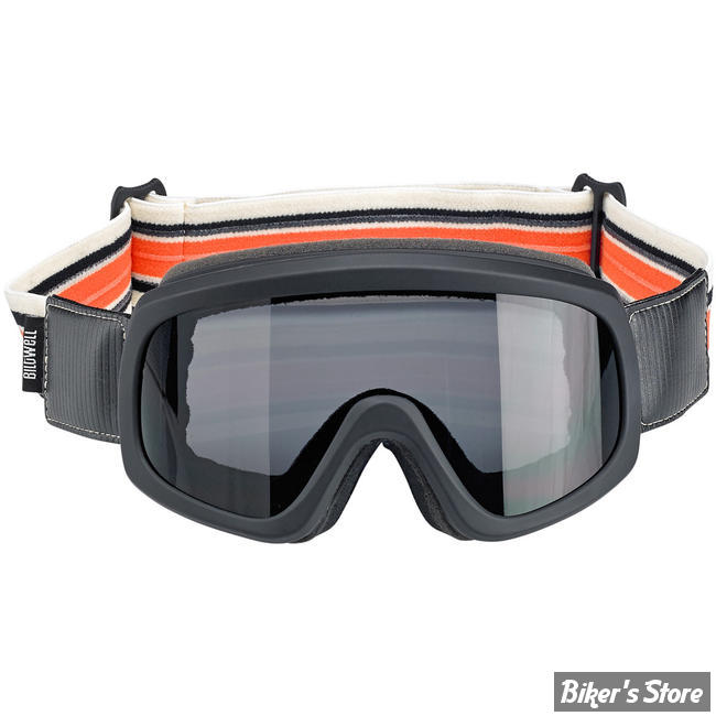 Verre Polycarbonate Lunettes De Protection Moto Biltwell 2.0 Script Black - Verre Transparent Anti-buée - Bande élastique - Style Café Racer