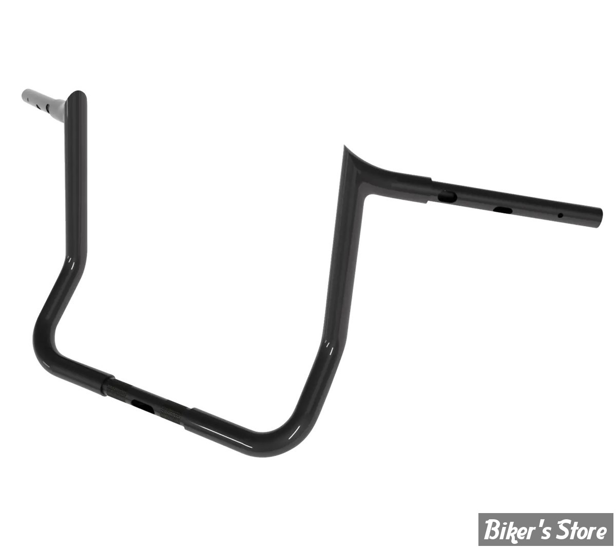 GUIDON 32mm SUR RISERS 25.40MM - HAUTEUR : 35.40CM / 14" - MAGNUM - Viking Handlebar - Bagger  32MM / 1 1/4" - FLHX 23UP - NOIR BRILLANT - 4HB-2414