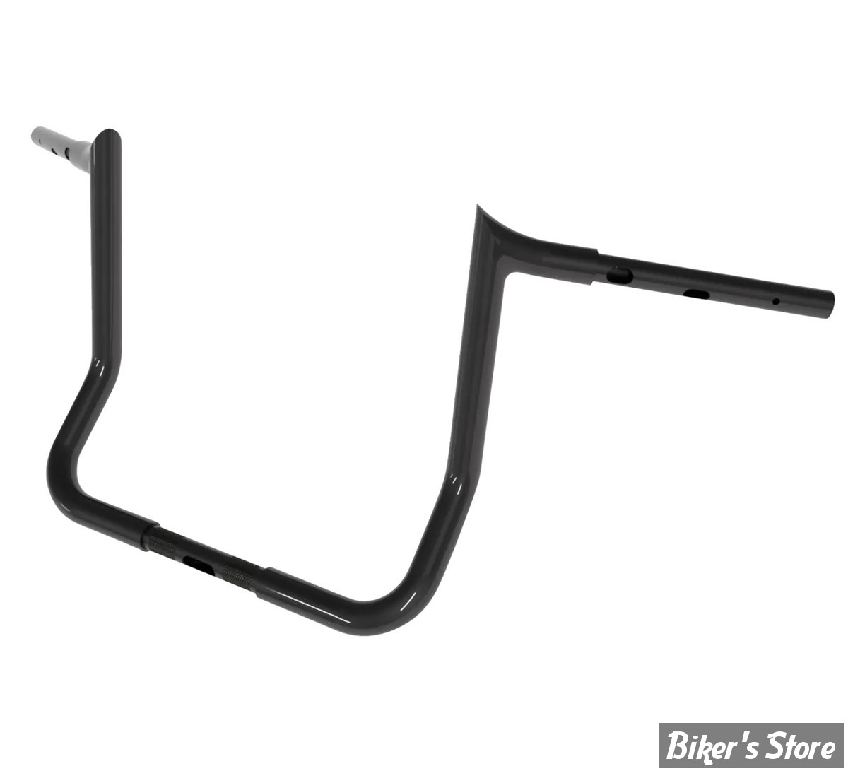 GUIDON 32mm SUR RISERS 25.40MM - HAUTEUR : 40.00CM / 16" - MAGNUM - Viking Handlebar - Bagger  32MM / 1 1/4" - FLHX 23UP - NOIR BRILLANT - 4HB-2416