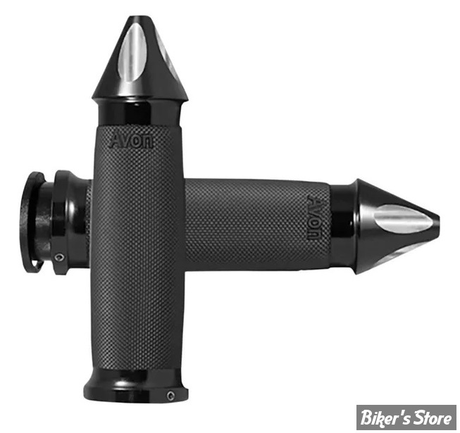POIGNEES - AVON - CUSTOM CONTOUR GRIPS - INDIAN 18UP - 1" - NOIR / EMBOUT SPIKE NOIR - IN-TO-CC-86-ASP