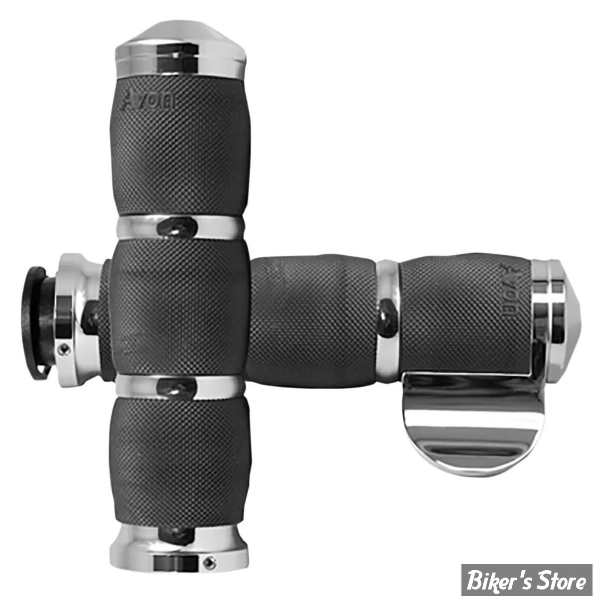 POIGNEES - AVON - AIR CUSHIONED GRIPS AVEC THROTTLE BOSS - INDIAN 18UP - 1" - NOIR / CHROME - IN-TO-AIR-90C-B