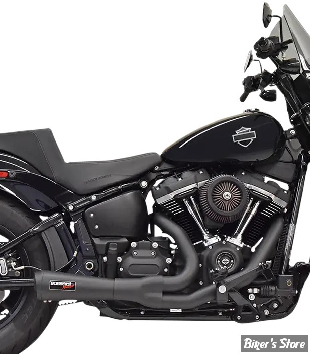 ECHAPPEMENT - BASSANI - SOFTAIL FXFB / FLFB / FXLR/S/ST / FLSL / FXST / FXBB - The Ripper Short Road Rage 2-into-1 Exhaust System - NOIR - 1S73B