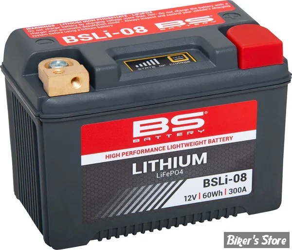 BATTERIE LITHIUM BS BATTERY - BATTERY LITHIUM BSLI-08 - 12V / 96Wh / 300A - 360108