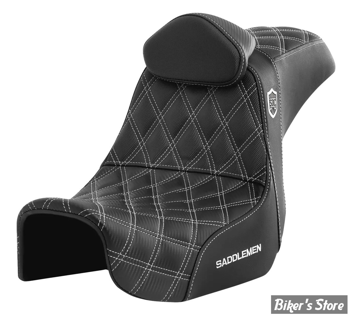 -  SELLE SADDLEMAN - DYNA 06/17 - SEAT PRO SERIE SDC GRIPPER - AVEC DOSSIER PILOTE - DOUBLE DIAMOND - NOIR  / COUTURES BLANCHES - SC80604WHIRT