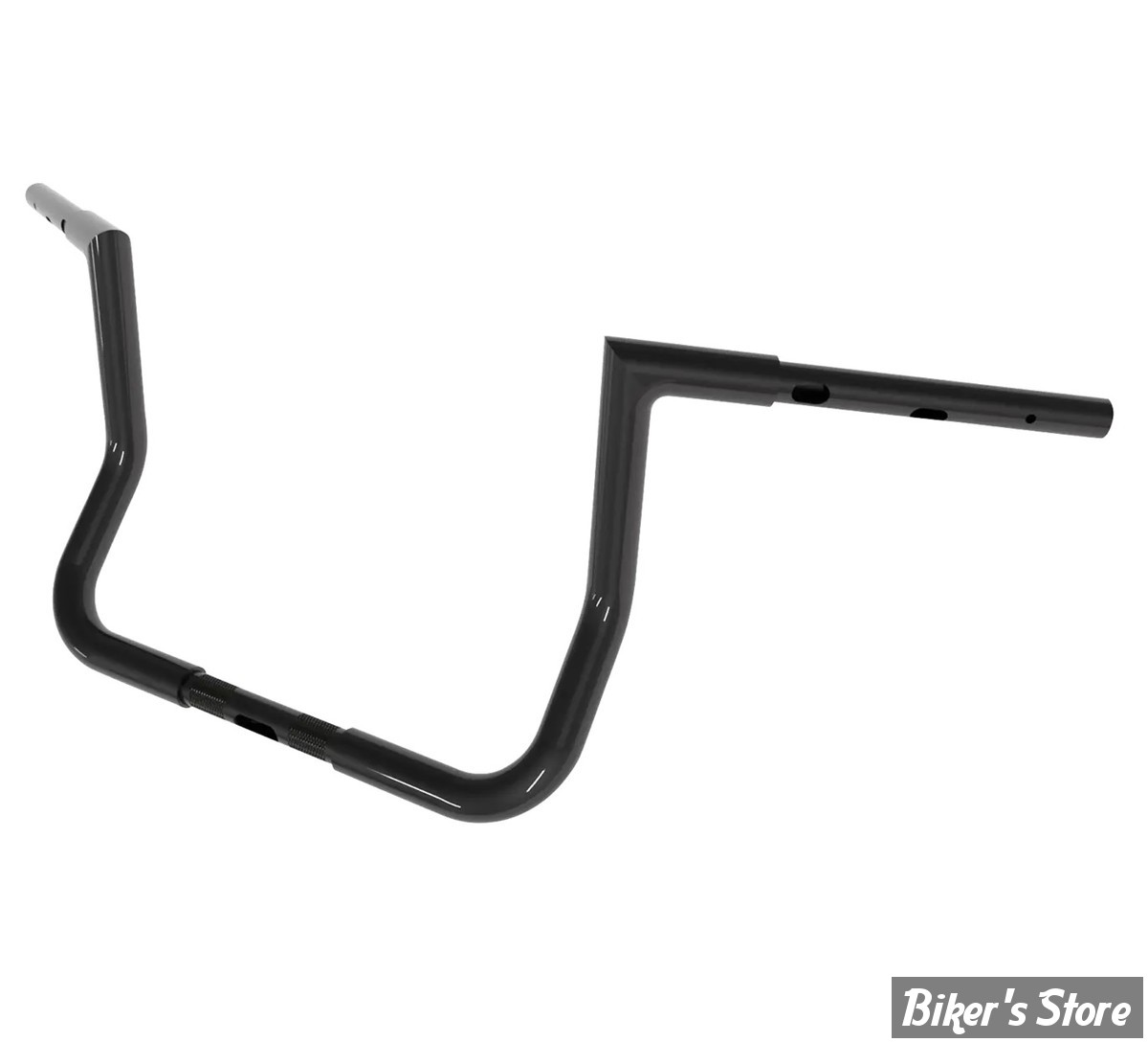 GUIDON 32mm SUR RISERS 25.40MM - HAUTEUR : 35.50CM / 14" - MAGNUM - Crusader Square Top Handlebar - 32MM / 1 1/4" - FLHX 23UP - NOIR BRILLANT - 4HB-2814
