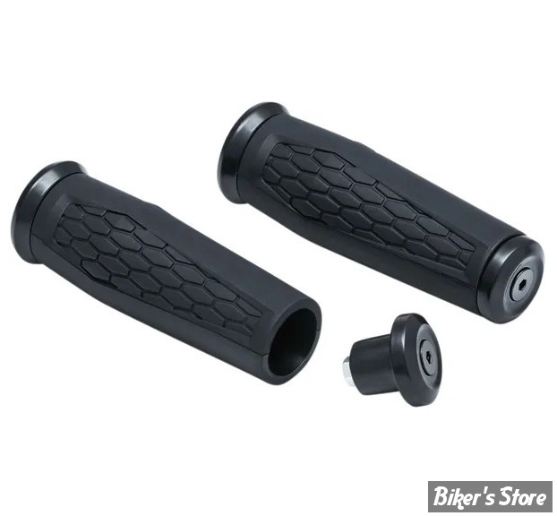 POIGNEES STANDARD - ∅ 1" / 25,40MM - KURYAKYN - UNIVERSAL GRIPS HEX - 1" - COULEUR : NOIR / NOIR SATIN - KUR5927