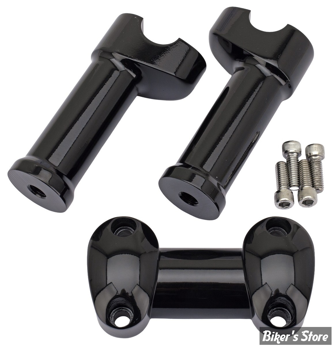 RISERS ZODIAC - HAUTEUR :  127MM - RISERS ZODIAC 1 PARTIE - RISERS POUR GROS GUIDONS - LISSE - HAUTEUR : 5" (12.5CM) - NOIR BRILLANT