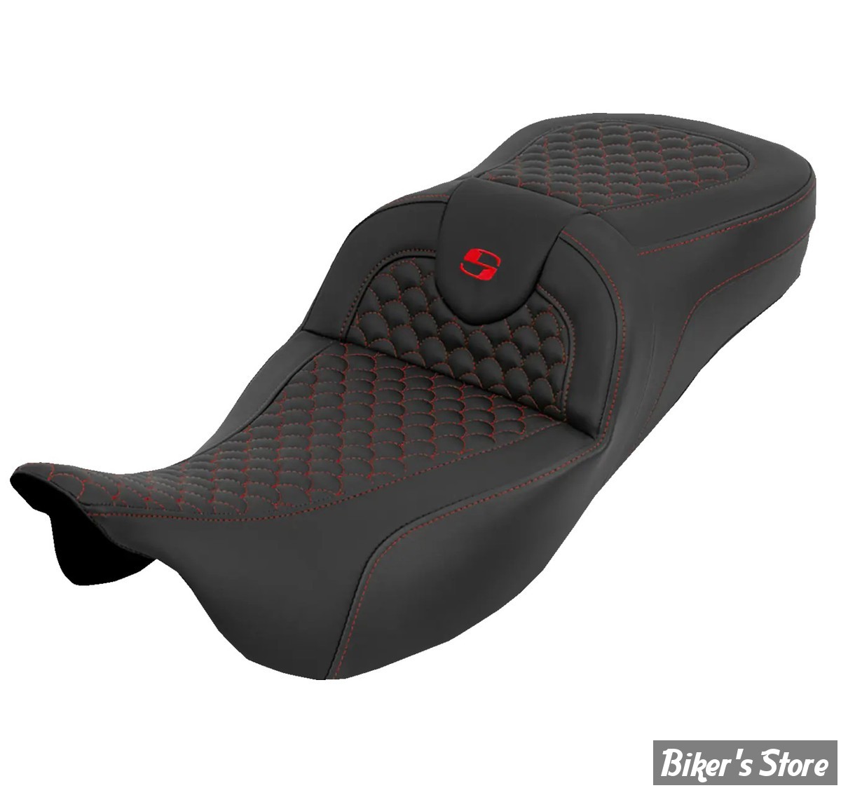 - SELLE SADDLEMEN - ROADSOFA™ DS SEAT - EXTENDED REACH - TOURING 08UP - NOIR / COUTURES : ROUGE - 808-07B-20904