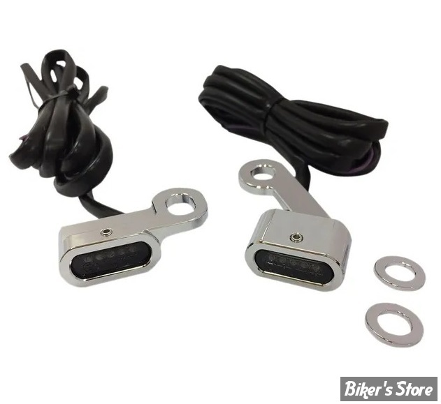 1 - CLIGNOS DRAG SPECIALTIES - LED Handlebar Marker Lights - SPORTSTER 14/22 - CORPS : CHROME / CABOCHON : FUME - L22-0231CMENU