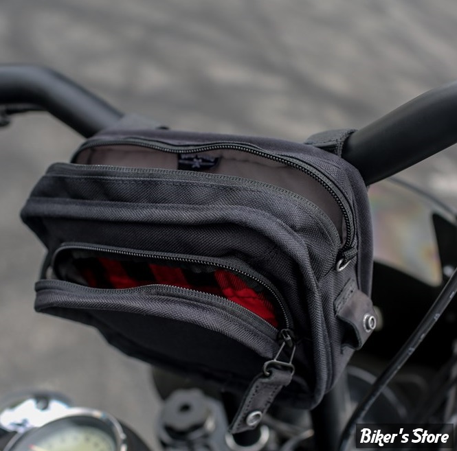 SAC DE GUIDON - BURLY BRAND - Burly Voyager handlebar bag - Cordura - NOIR  - B15-1012B - Biker's Store