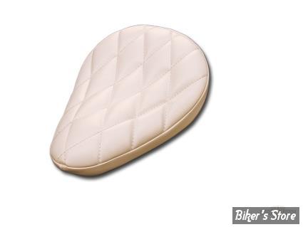 SELLE SOLO UNIVERSELLE - LARGEUR 240MM - EASYRIDERS - Old School Solo Seat Diamond Stitch - BLANC