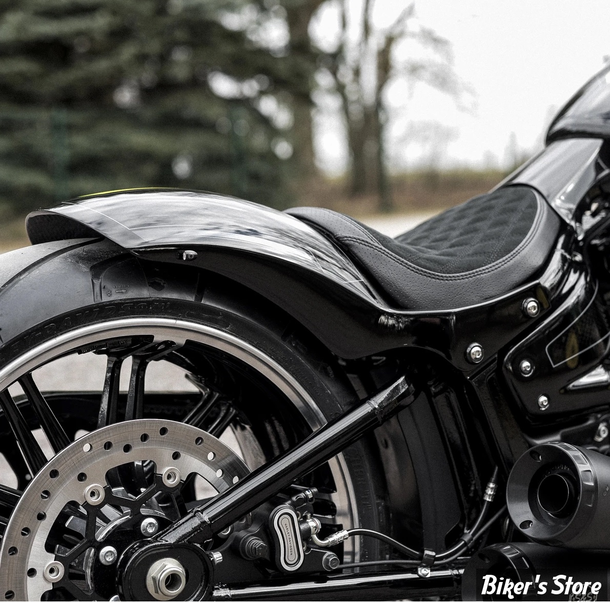 SHMT Bavette Garde-Boue Arrière Cuir Vinyle Noir Harley Softail FXST FXR FLSTN 1984-2006