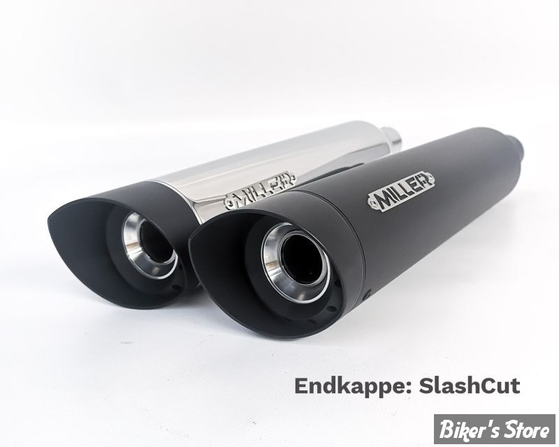 - SILENCIEUX - MILLER - SPORTSTER 86/03 - SILVERADO - EMBOUT : SLASH CUT : NOIR  / CORPS : POLI - HOMOLOGUE - HD-SP-S-X49.03
