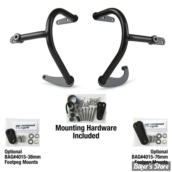 KIT SUPPORTS DE REPOSE-PIEDS AUTOROUTE - HONDA GOLDWING 2018/2020 - NATIONAL CYCLE - Paladin® Comfort Bars for Honda® GL1800 Gold Wing - NOIR - P4015-002