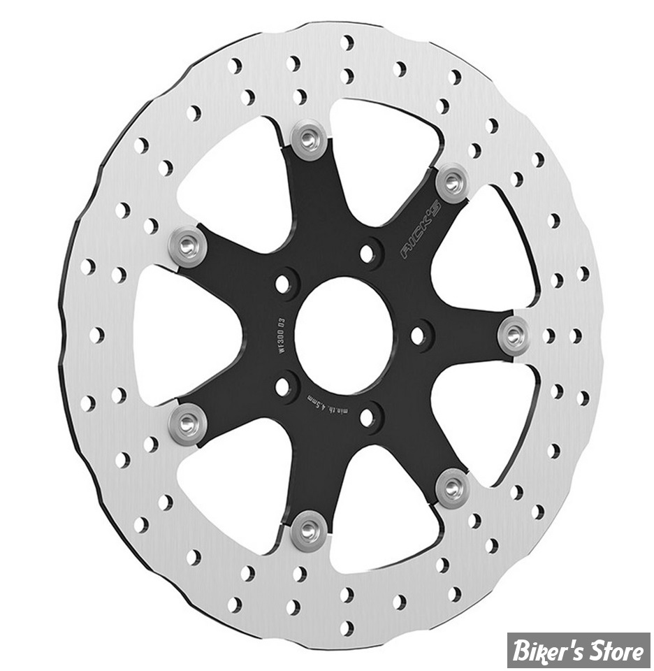 ECLATE DF - PIECE N° 01 - DISQUE FLOTTANT 11.5" - OEM 44156-00 - ALESAGE INTERNE / 56.20MM - RICK'S MOTORCYCLES - WAVE  DESIGN - MODÈLE : SEVEN SIN - NOIR - 20-W300292-F