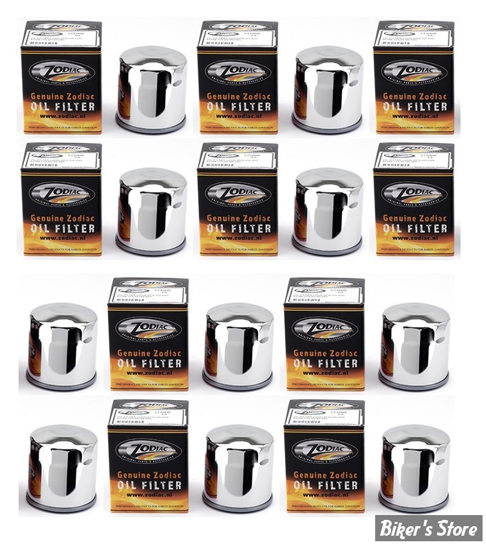 FILTRE A HUILE - SPORSTER EVOLUTION 86/22 / XR1200 08/13 - ZODIAC - TYPE : STOCK 30 MICRONS - CHROME  - COURT - 63796-77A ET 63805-80A - LES 10 PIECES.